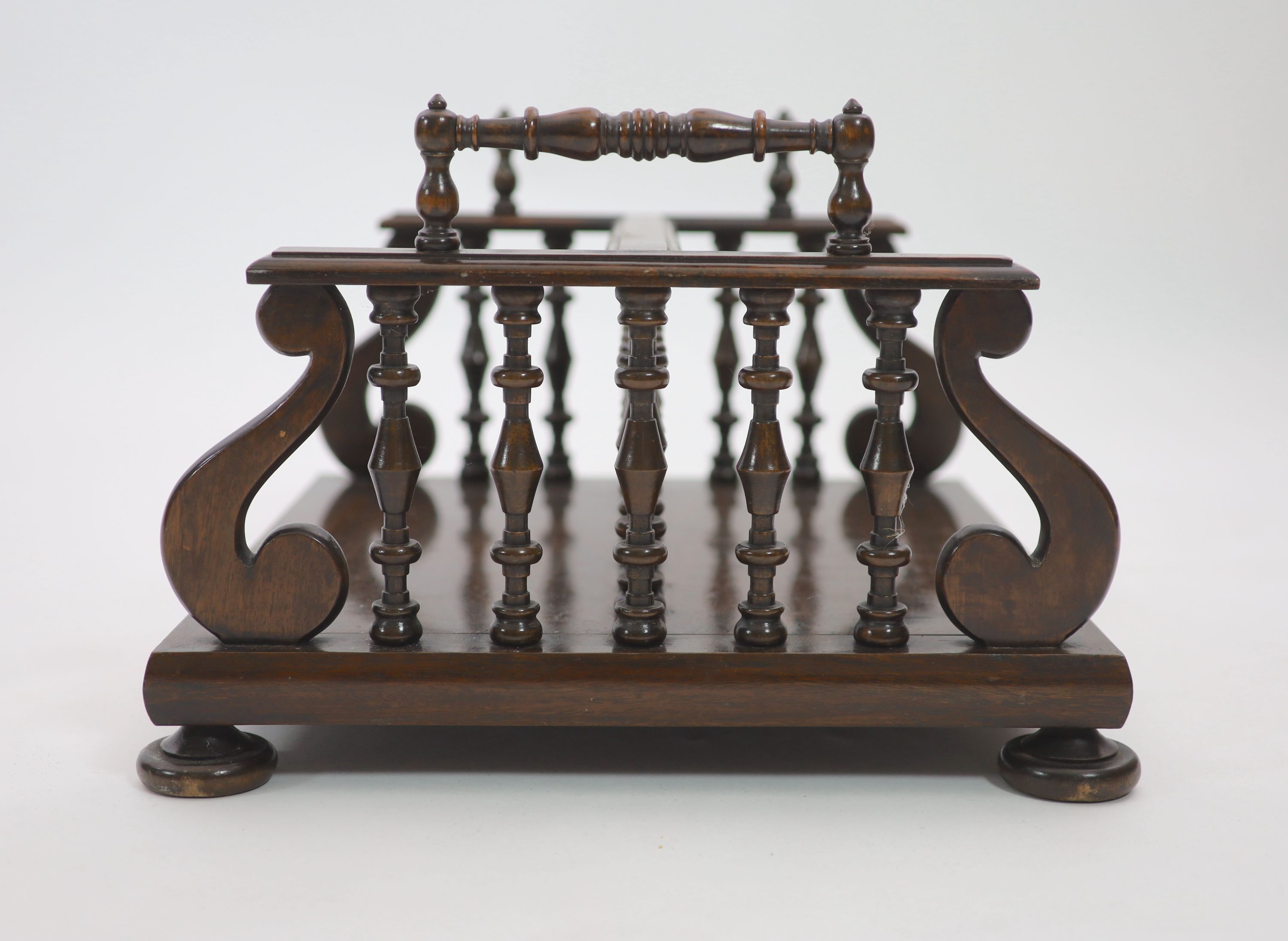 A William IV rosewood bookcarrier / rack, W.50cm D.46cm H.30.5cm